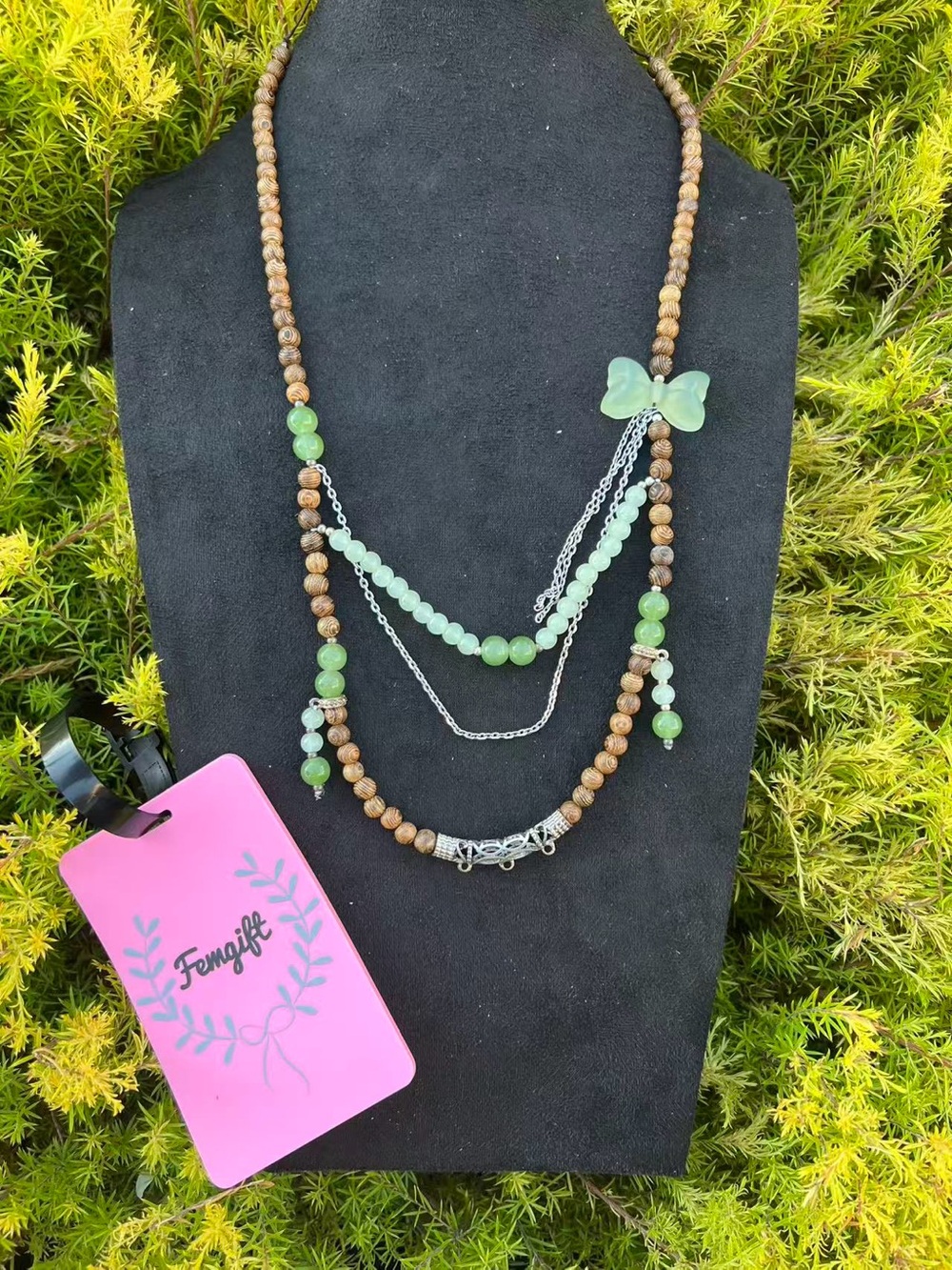 Serpentine Jade- Green & Brown Layered Beaded Necklace